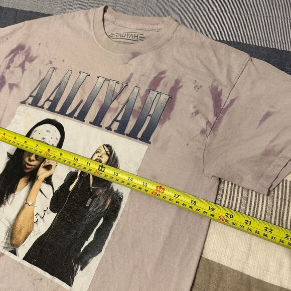 Aaliyah Short Sleeve Medium Purple Tie Dye Cotton Graphic R&B Music T Shirt - Picture 3 of 6